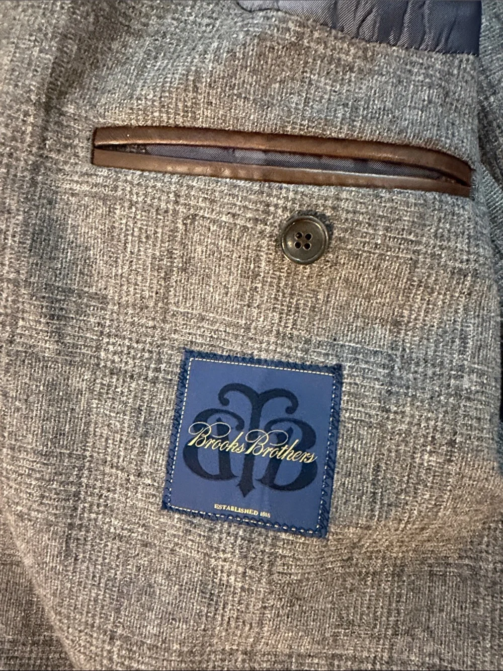 Brooks Brothers Grey and Blue Plaid Blazer